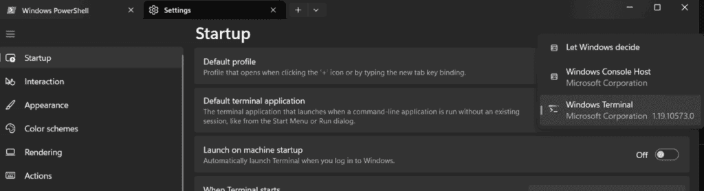 Setting Default Terminal